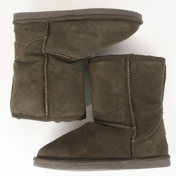 Sz 8 NWT Biotime Suede Chocolate Brown Winter Pull On Sheep Shearling Boots - Picture 4 of 10